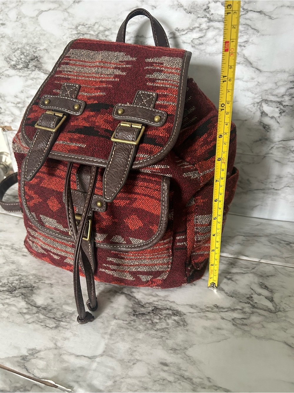 Arizona Jeans Co vintage 90s Y2K Aztec backpack with adjustable straps cinch top - Picture 8 of 13